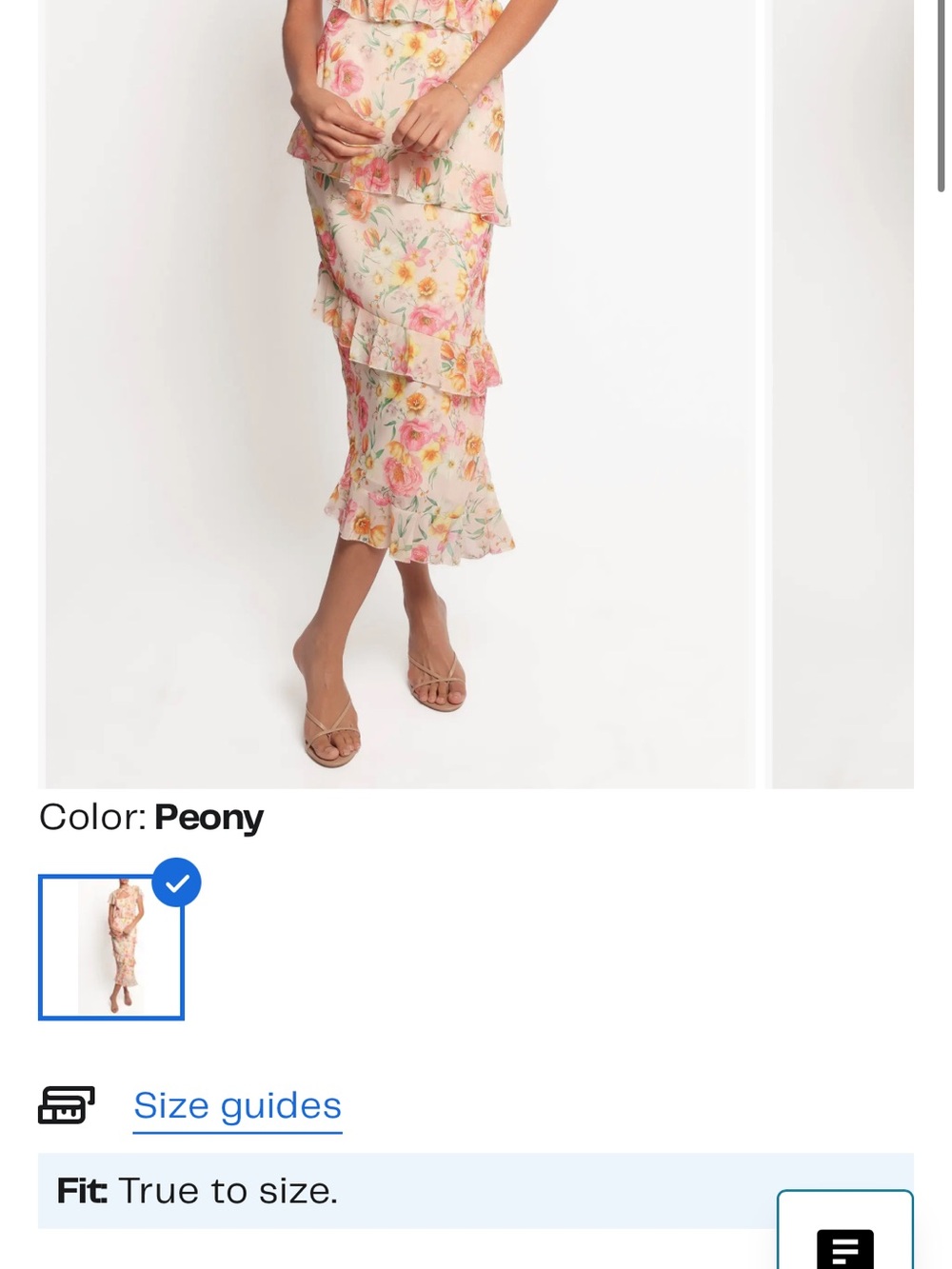 Petal & Pup Peony Floral Tiered Ruffle Midi Skirt in Pink and Yellow